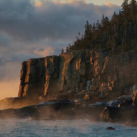 Sea Smoke Sunrise And Otter Cliffs by Stephen Vecchiotti