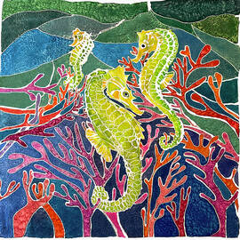 Seahorses Among The Coral Batik by Deborah League
