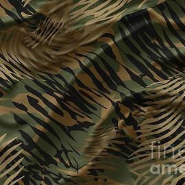 seamless military or hunting camouflage pattern in army green and forest brown a tileable abstract tiger stripe glass refraction artistic contemporary camo texture high resolution 3d rendering by N Akkash