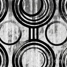 seamless painted retro circles and stripes black and white artistic acrylic paint texture background tileable creative grunge monochrome hand drawn vintage 70s wallpaper motif surface pattern design by N Akkash