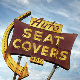 Seat Covers Neon Sign - Route 66 - St Louis by Susan Rissi Tregoning