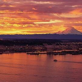 Seattle Waterfront at Sunrise by Mike Reid