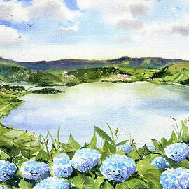 Sete Cidades in Azores Sao Miguel Painting by Dora Hathazi Mendes