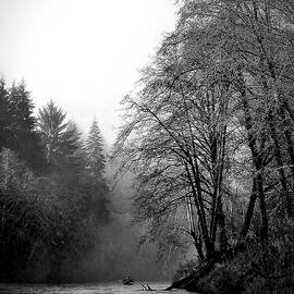 Siletz River Morn in Black and White by Michael R Anderson