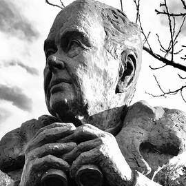 Sir Peter Scott Bust at Castle Espie  by Neil R Finlay