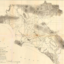 Sketch Map Showing The General Location of Los Angeles Base Line and its Direct Connection With the Main Triangulation           Washington D C         circa  by U S  Coast   Geodetic Survey