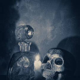 Skull, Crystal Carafe and Candle by A Cappellari