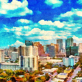Skyline of downtown Fort Lauderdale, Florida - digital painting by Watch And Relax