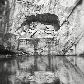 Sleeping Lion of Lucerne Switzerland Black and White by Carol Japp