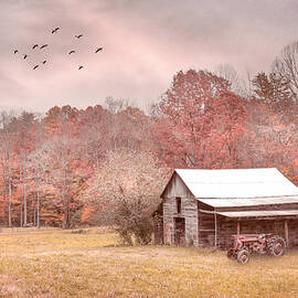 Smoky Mountain Sunset Farmhouse Barn by Debra and Dave Vanderlaan