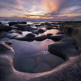 Smooth Rock Sunset at La Jolla by William Dunigan