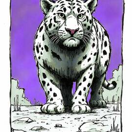 Snow Leopard - majestic feline in a colorful landscape by Wall Art Prints