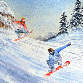 Snowboarders Shreddin' The Gnar  by Bill Holkham