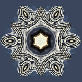 Snowflake Mandala - snow and shadows on decking planks - mirrored creation by Peter Herman