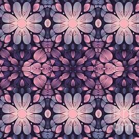 soft abstract retro circles or fractal petals arranged in a maximalist opart mandala seamless pattern faded vintage violet and pink trendy textile 8k high resolution 3d rendering by N Akkash