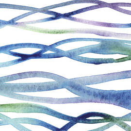 Soft Organic Abstract Lines Ocean Water Waves Watercolor