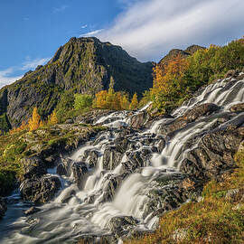 Sorvagen Waterfall Lofoten Norway by Joan Carroll