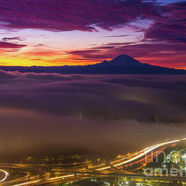 South Seattle Fog Waves Sunrise by Mike Reid