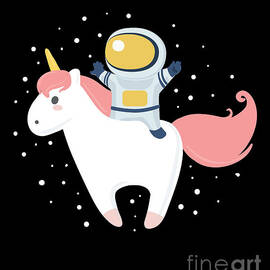 Space Man Riding On A Unicorn In Space In A Spacesuit  by Noirty Designs