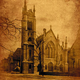 St. James Cathedral, Chicago, in 1913 - old photo blended with old paper texture by Nicko Prints