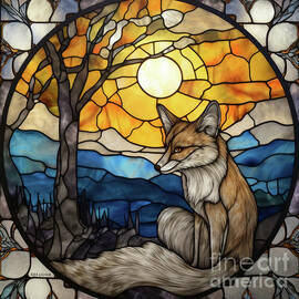 Stained Glass Gray Fox by Tina LeCour