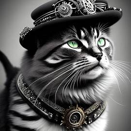 Steampunk Art Mr Whiskers by Lesa Fine