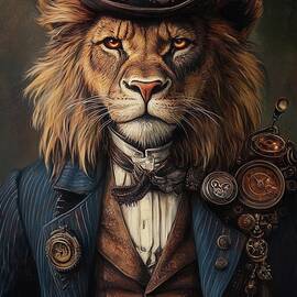 Steampunk Lion - Regal Inventor of Time by Matthias Hauser