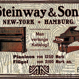 Steinway Sons vintage advertising. Collage with sheet music scores. RED by Elena Gantchikova