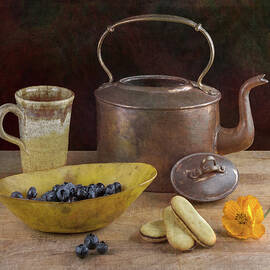 Still-Life, Kettle and Blueberries by Betty Denise