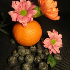 Still Life With Fruit And Flowers by Lesley Evered