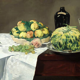 Still Life with Melon and Peaches by Edouard Manet by Mango Art