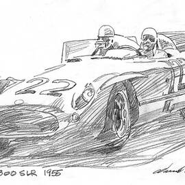 Stirling Moss Mercedes Slr #722 by David Lloyd Glover