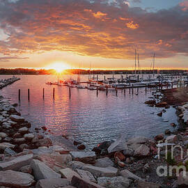 Stonington Harbor Sunset Panorama by Jeff Maletski