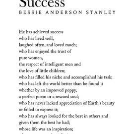 Success - Bessie Anderson Stanley Poem - Literature - Typography Print 2