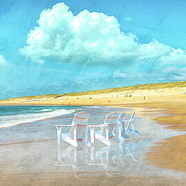 Summertime Beach Watercolors Painting by Debra and Dave Vanderlaan