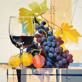 Sun-Kissed Clusters - Still Life with Grapes and Golden Hour Glow by Lourry Legarde