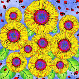 Sunflower Ladybug Garden by Rhonda Chase