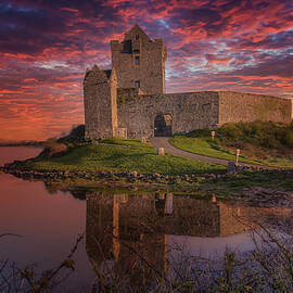 Sunset At Dunguaire Castle, Kinvara Galway Ireland  by Mike Deutsch