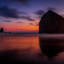 Sunset at Haystack Rock, Cannon Beach Oregon by Harry Beugelink