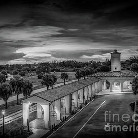 Sunset at the Train Depot in Venice, Florida, BW 2 by Liesl Walsh