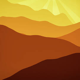 Sunset in the Mountains Abstract Minimalism Warm Tones by Matthias Hauser