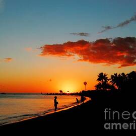 Sunset on Sombrero Beach Marathon Florida by Charlene Cox