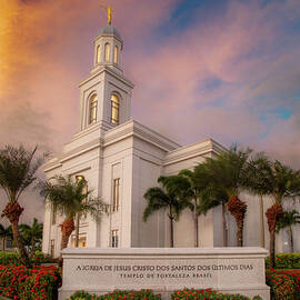 Sunset on the Fortaleza Temple of the Church of Jesus Christ by Spencer Bawden