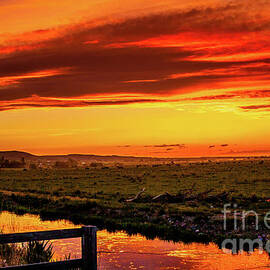 Sunset Over Irrigation Canal by Robert Bales