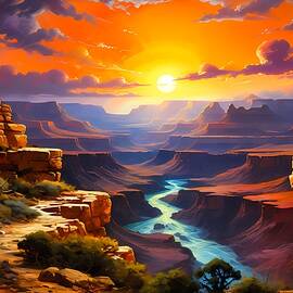 Sunset over the Grand Canyon in Romantic Style No 1 by Andre Petrov
