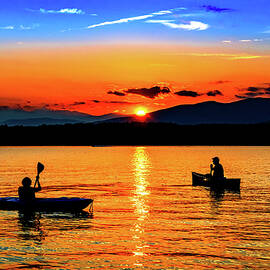 Sunset Paddle Lake James by Kathy Kmonicek