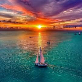 Sunset Sailing in Key West by Sven Andersen