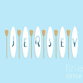 SUPS and Paddles with Jersey Text Minimalist Design by Barefoot Bodeez Art