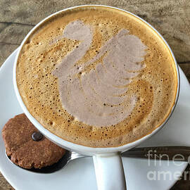 Swan Latte with cookie by Noa Yerushalmi