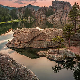Sylvan Lake Dusk - Custer State Park South Dakota by Gregory Ballos